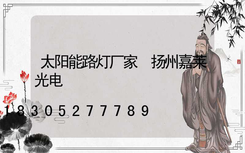 太阳能路灯厂家 扬州嘉莱光电